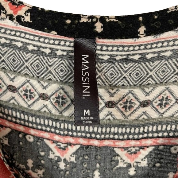 Massini Womens Size M Southwestern Bohemian Print Embroidered Bell Sleeve Blouse - Picture 5 of 6